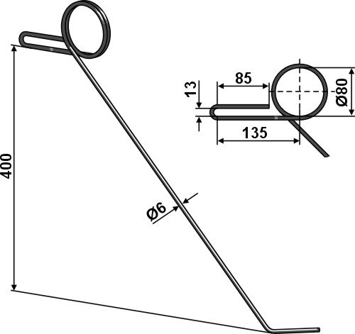 Torsionstriegelzinken rechts