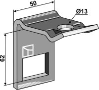 Halter für Zinken 32 x 12 mit Verstärkungsfeder...