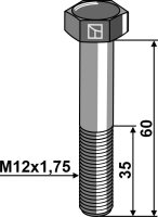 Sechskantschraube M12x175x60 ohne Mutter Passend für...