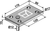 Halteplatte mit Bolzen Passend für Kverneland KW5171