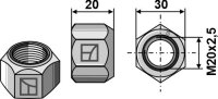 Ganzmetallmutter mit Klemmteil M20 DIN980 verz. 10.9