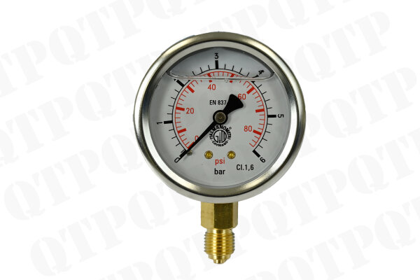 Pressure Gauge 6 Bar 80PSI 1/4 BSP