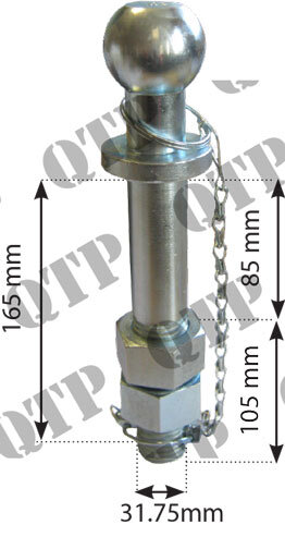 Kugelkopfbolzen 1 1/4" Zoll, Anhängerkupplung, S.13108, S13108